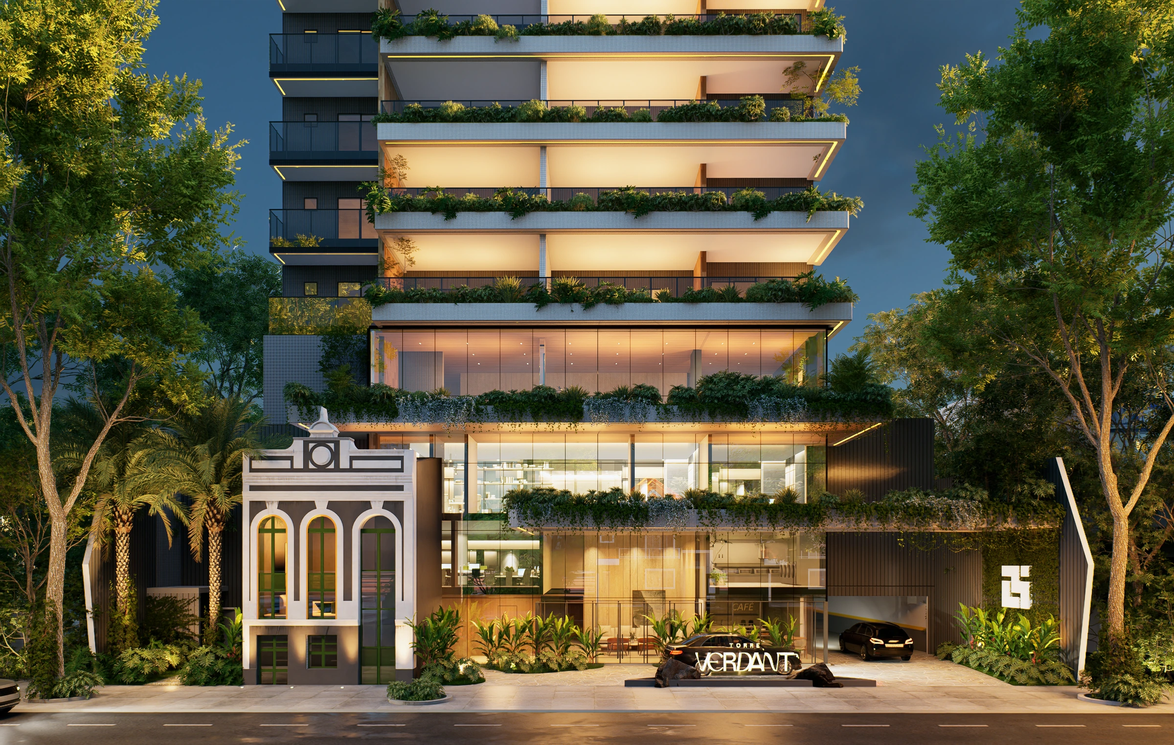 Fachada principal - Torre Verdant. Imagem ilustrativa do material da construtora.